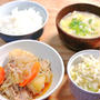 めんつゆで豚じゃがと白菜もやしのナムル定食