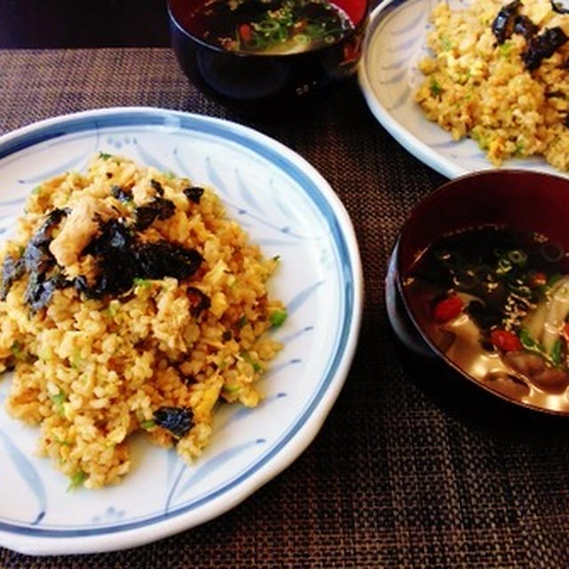 ようやくの登場～鮭缶ｄｅキムチ炒飯～♪～♪