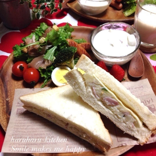 ポテサラサンドイッチde朝ごはん♡…ちょっとした豆知識と質問のお返事