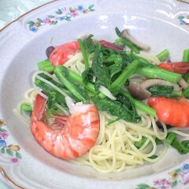 菜の花とえびのパスタ