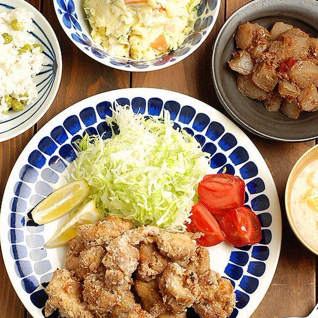 唐揚げと豆ごはんの献立でした～【またやった】