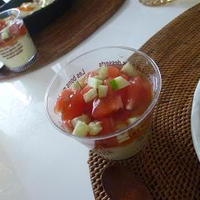豆腐と枝豆のムース、トマのっけてトジュレぽん酢☆
