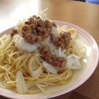 おろし納豆バターぽん酢パスタ。