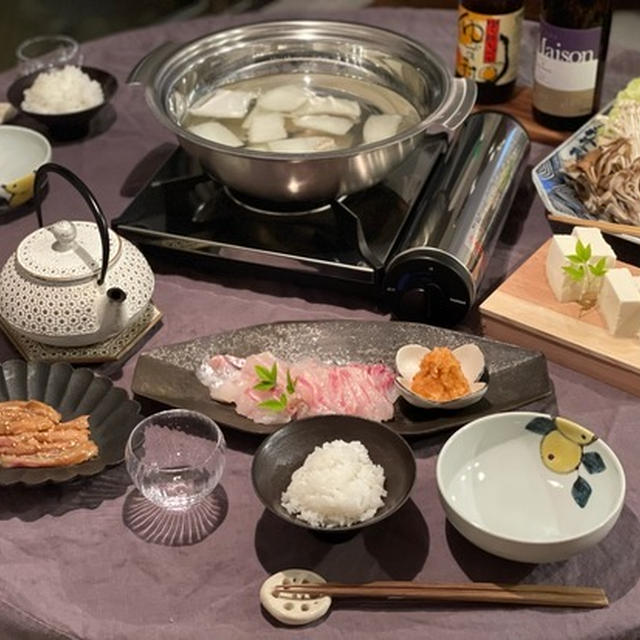 500円の柵で、鯛しゃぶと鯛茶漬けの夜ごはん