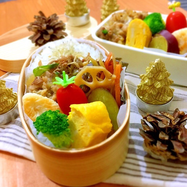 女子高生弁当と　わっぱのお弁当♪牛すき煮