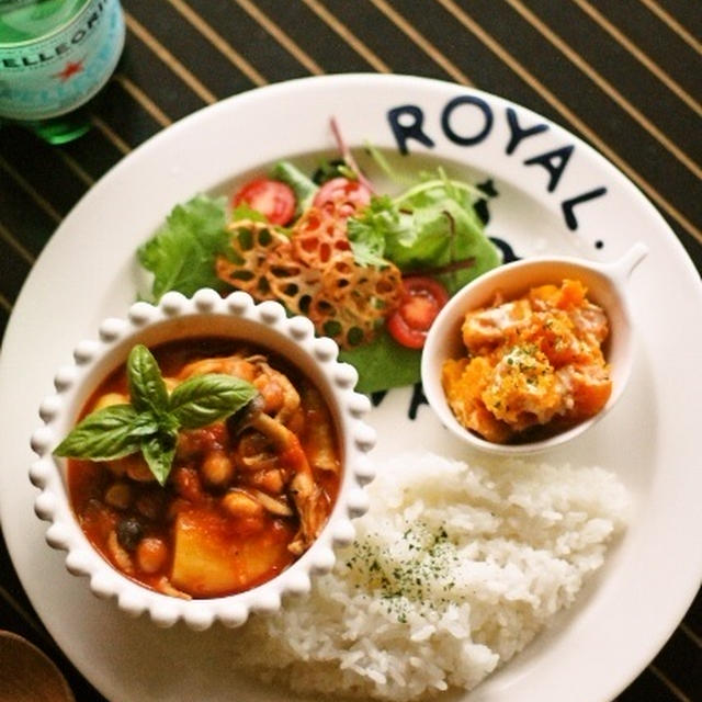 カフェ風！チキンとひよこ豆のトマト煮込み