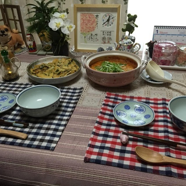 キムチ雑炊とチヂミ