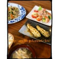 【献立49】小松菜とごぼうと豚肉のマヨ炒め＆魚焼きグリルで簡単☆焼きなす