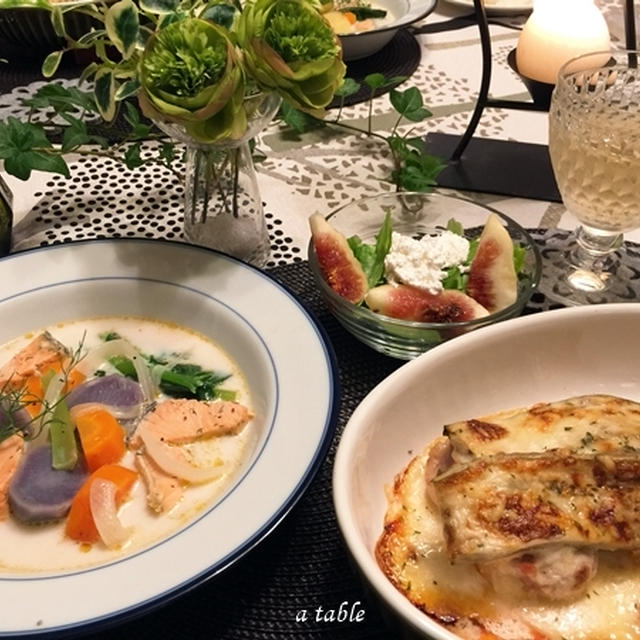 北欧料理試作♪ チキンオバジン＆サーモンと鎌倉野菜のスープ