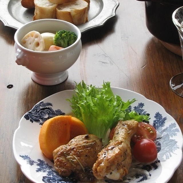 ハーブチキンと、あったかシチューでランチ♪