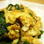 坦々麺風ピリ辛チャーハン＆モロヘイヤと卵の炒め物