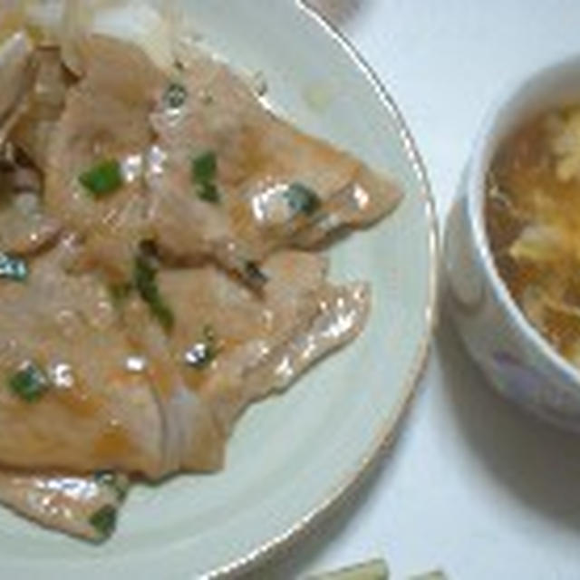 豚生姜焼き・中華スープ・収穫野菜
