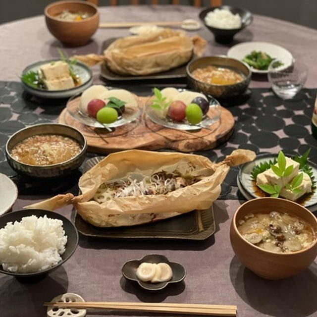 牡蠣の紙包焼きの夜ごはんとお昼寝わか坊(*´ω`*)