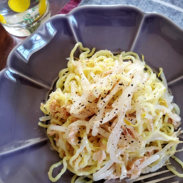 ～10分未満でちゃちゃっと作れる～もやしとツナのねぎ塩レモンあえ麺