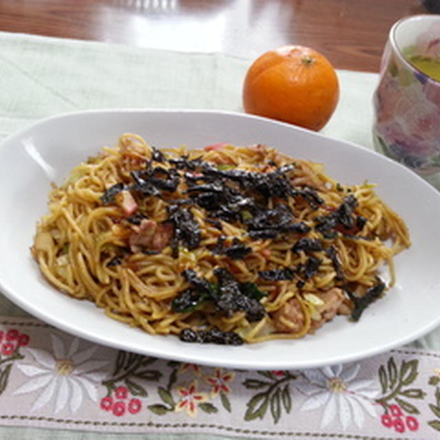 焼きそば&クリームシチュー&塩鯖
