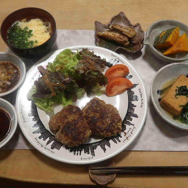 ”あっさり”　えのきバーグの晩ご飯と　キッチンの窓辺♪