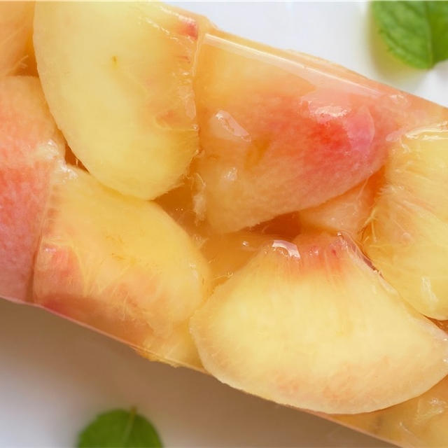 ジューシーな桃ぎっしり！桃テリーヌ！美味しすぎるフレッシュ桃ゼリーの作り方 