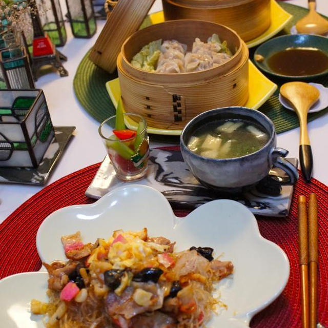i-kitchen 豚玉春雨のオイスターソース炒め、あったか焼売
