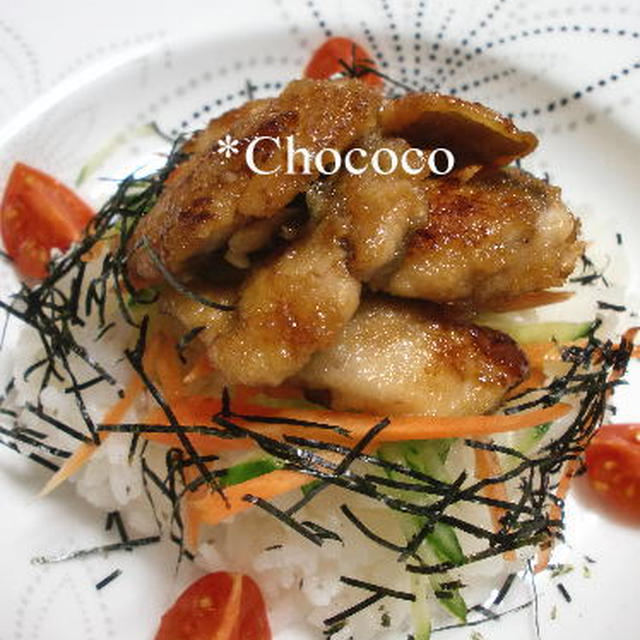 アジの蒲焼丼＊もやしの中華炒め
