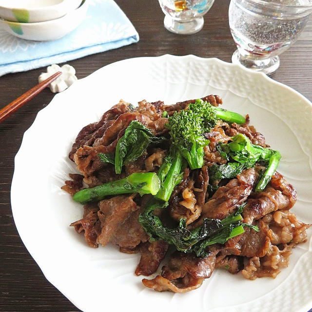 牛肉と菜の花のオイスター炒め♪