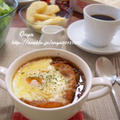 【簡単朝カフェ】卵がとろ～り♪エッグオニオングラタンスープ♪ by おにゃさん