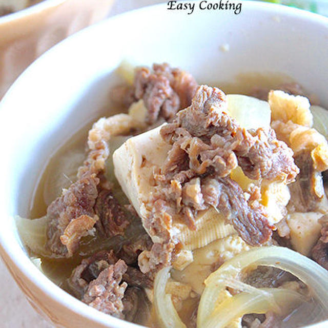 お鍋におまかせ！『ほっこり♡肉豆腐』♡麺つゆだけで楽々〜♪《簡単*節約》