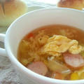子どもが作る♪簡単朝ごはん　「春キャベツとふわふわ卵の簡単スープ」 by toshieさん