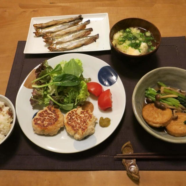 柚子つくねと北海道の本ししゃもの晩ご飯　と　姫こぶしの蕾♪