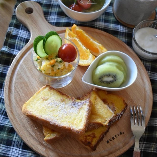 エネルギー量をあげた朝ごはん♪久々のパン食で食を楽しみながら。