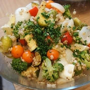モチモチ♪押し麦の焼き野菜サラダ
