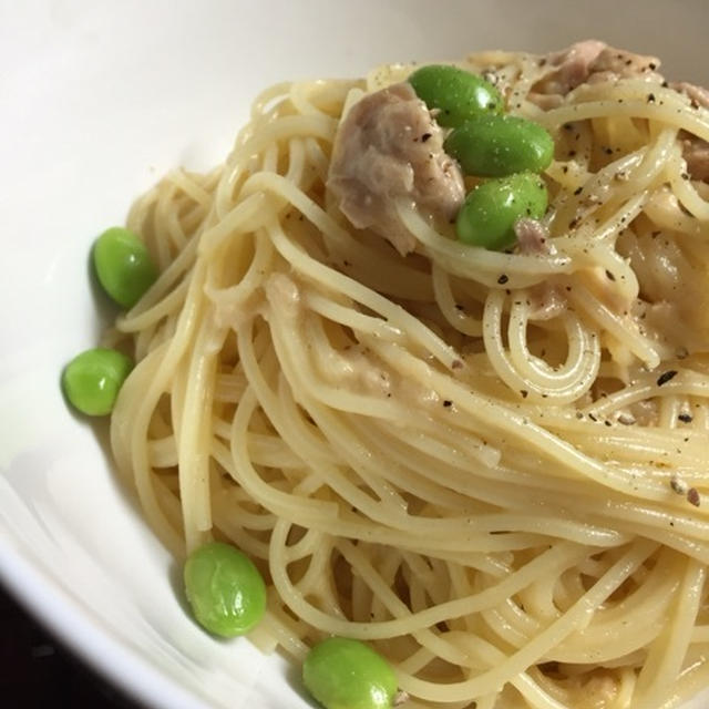 ツナと枝豆のカルボナーラ