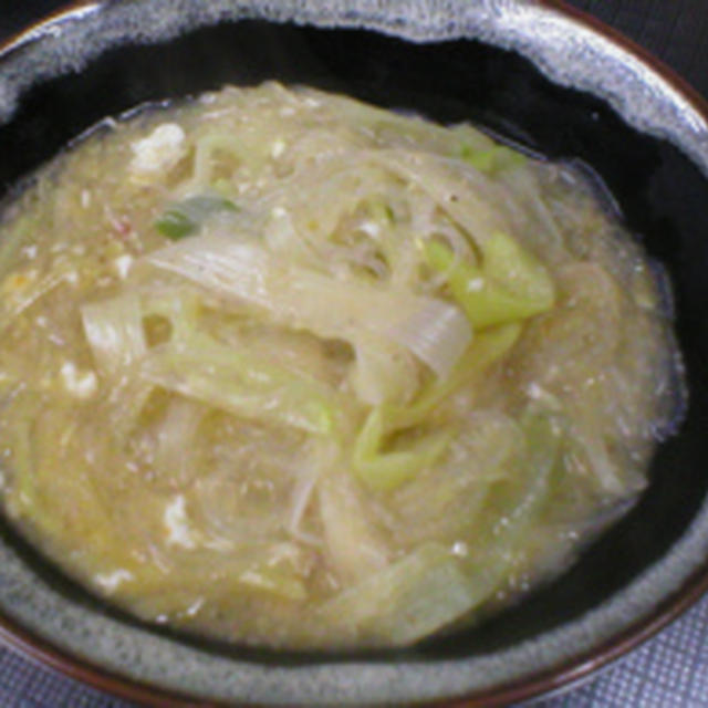 春雨と長ネギの中華風みそ煮込み