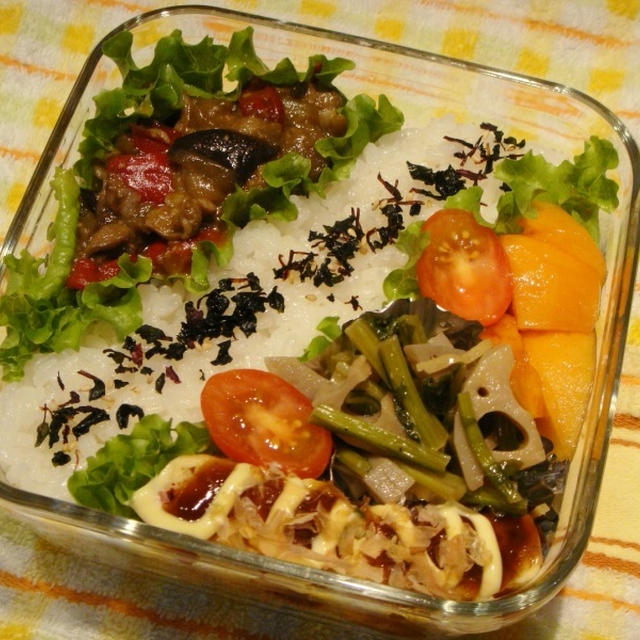 なすとピーマンのみそ炒め弁当