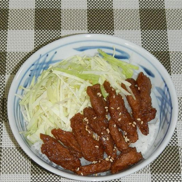 ソイミートの豚バラ丼風