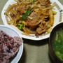 昨日の夕飯(2/13):豚と野菜のえびラー油炒め他