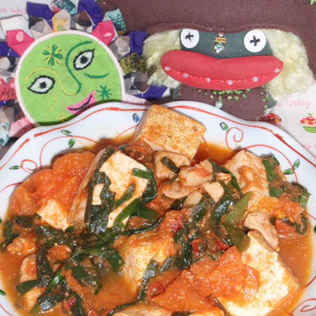 ニラトマ豆腐＆ブロッコリーとミニトマトの胡麻和え（お家カフェ）