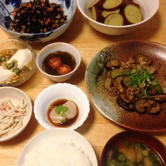 昨夜は豚と茄子の味噌炒めなど～