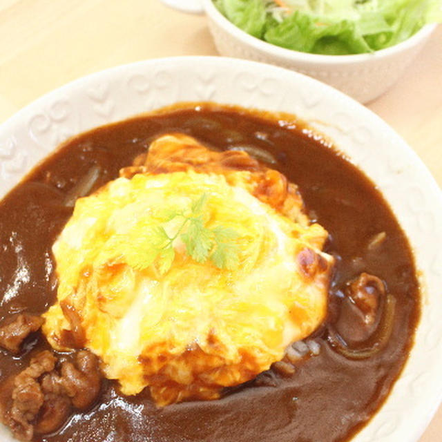 オムハヤシで晩御飯