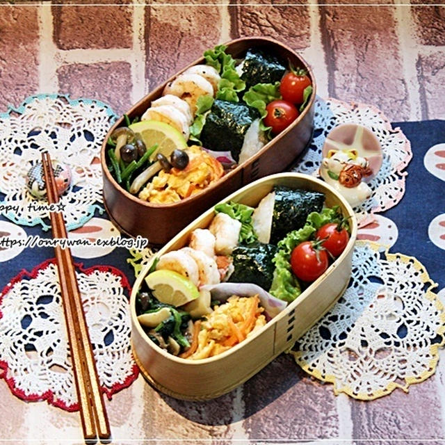 エビ炒め弁当とつぶやき♪