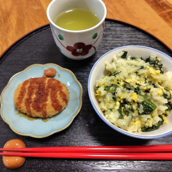 卵とほうれん草のおじや