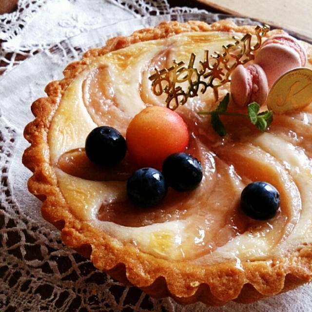 桃の濃厚チーズタルト♪