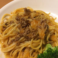 れんこんたっぷりで風邪撃退☆ミートソースパスタ