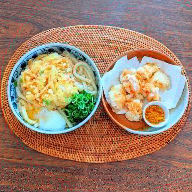 温玉入りかき揚げうどん