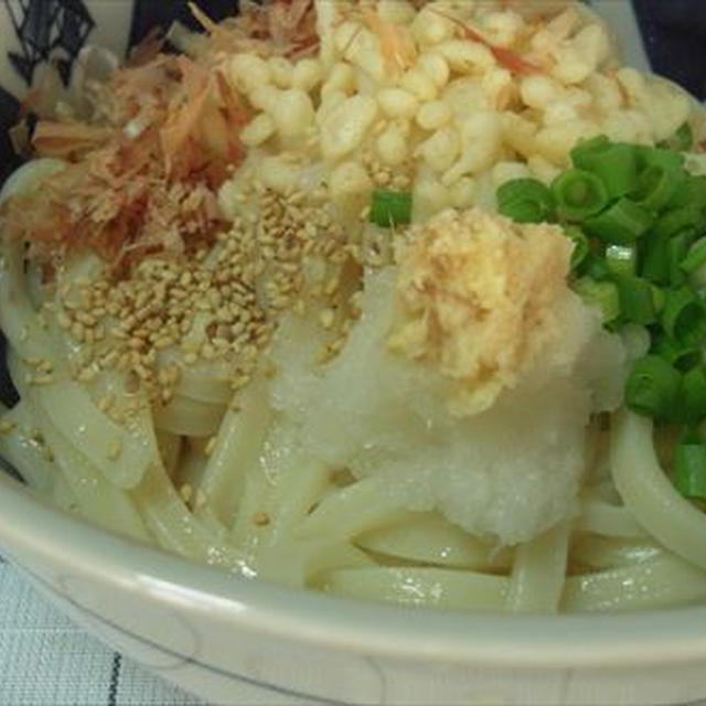 讃岐ぶっかけうどんとプチトマト塩甘納豆、トマトスープ