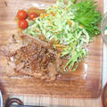 夕食☆豚肉の生姜焼き　菜花のポテトサラダ