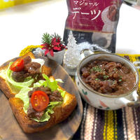 デーツと焼肉のたれで簡単！牛すね肉のプルドビーフ風!!