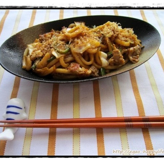 焼うどんとかき玉スープ＆ブロッコリー和え