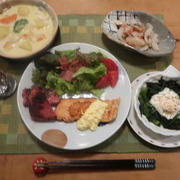 サーモンムニエル・ミルクシチューの晩ご飯と　ヤブデマリ・オトコヨウゾメ♪