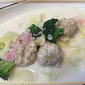 白菜と鶏肉団子のクリーム煮・・料理教室はササミづくし!! by pentaさん