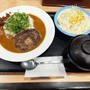 ねぎたっぷりハンバーグスパイスカレー並盛生野菜セットを食べる 〜松屋〜
